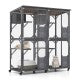72 Inch Large Wooden Cat House Catio Kitten Enclosure on Wheels with Weatherproof Asphalt Roof