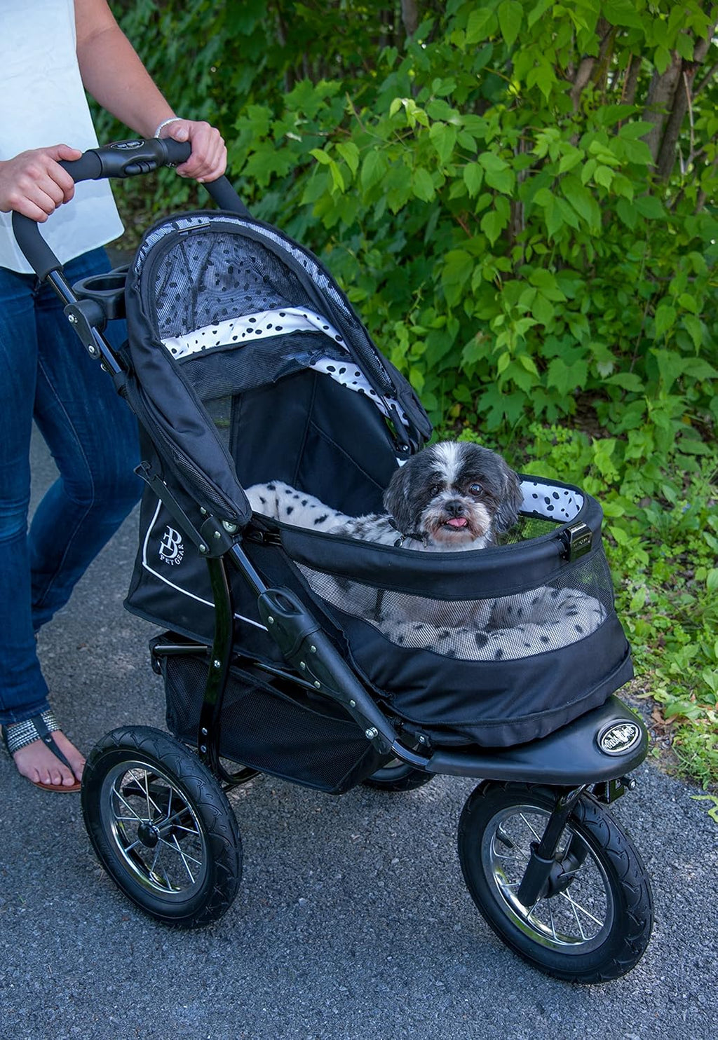 No-Zip NV Pet Stroller for Cats/Dogs, Zipperless Entry, Easy One-Hand Fold, Gel-Filled Tires, Plush Pad + Weather Cover Included, 3 colors