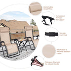3 Pcs Folding Zero Gravity Recliner Patio Yard Pool Outdoor Chaise Lounge Chairs Table Set