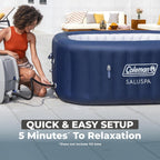 Coleman SaluSpa Atlantis AirJet Inflatable Hot Tub  4 to 6 Person Square Portable Outdoor Spa with 140 Air Jets  App Control and EnergySense Insulated Cover  71" x 28"