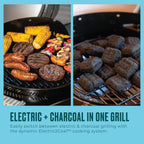 Charbroil 3-in-1 Dual Fuel Outdoor Bistro Pro Electric Grill & Griddle + Charcoal Mode BBQ  Black - 25302145