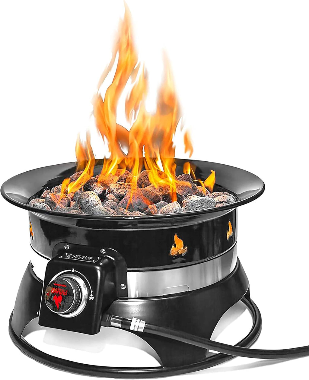 Outland Living Firebowl 870 Premium 19�� Auto-Ignition Smokeless Propane Fire Pit �C Outdoor Gas Fire Pit with Cover & Carry Kit, 58,000 BTU, Black