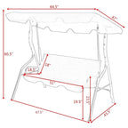 3-Person Cushioned Metal Outdoor Patio Porch Swing Chair Bench Glider with Adjustable Awing Canopy