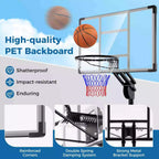 1.5-3.05m Adjustable Portable Basketball Hoop w/Shatterproof Backboard &2 Wheels