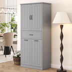 Christopher Knight Home 65.8" Tall Storage Cabinet, Modern Freestanding Large Cupboard with Drawer and Two Laundry Hampers, Bathroom Cabinet with Adjustable Shelf, Gray