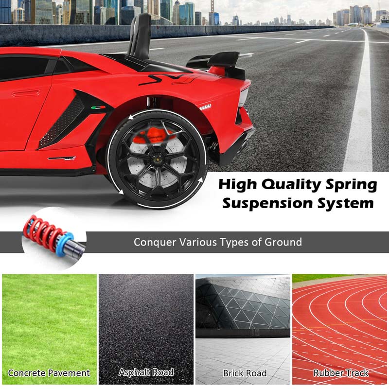 Licensed Lamborghini SVJ Kids Ride-On Car, 12V Battery Powered Sports Car Toy with Trunk & Remote