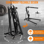 JoanKaren Hydraulic Engine Hoist,4400lbs Max Weight,Folding Engine Lift Shop Crane with Lever and 6 Steel Caster Wheels,Yellow