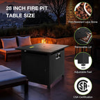 hykolity 28 inch Fire Pit Table, 50000 BTU Patio Heater, 2 in 1 Outdoor Gas Fire Pit with Removable Lid & Lava Stone, CSA-Certified for Gas Fire Pit, Deck Garden Backyard