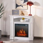 32" Electric Fireplace Mantel, Freestanding Wooden Surround Firebox with 1400W Fireplace Heater, Remote, Thermostat, 6H Timer