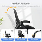 HYLONE Big and Tall 400lbs Heavy Duty Office Chair, 5" Thickened Seat Ergonomic Desk Chair with Adjustable Armrests, Home Office Computer Chairs for Long Hours Mesh Executive Chair(Black)