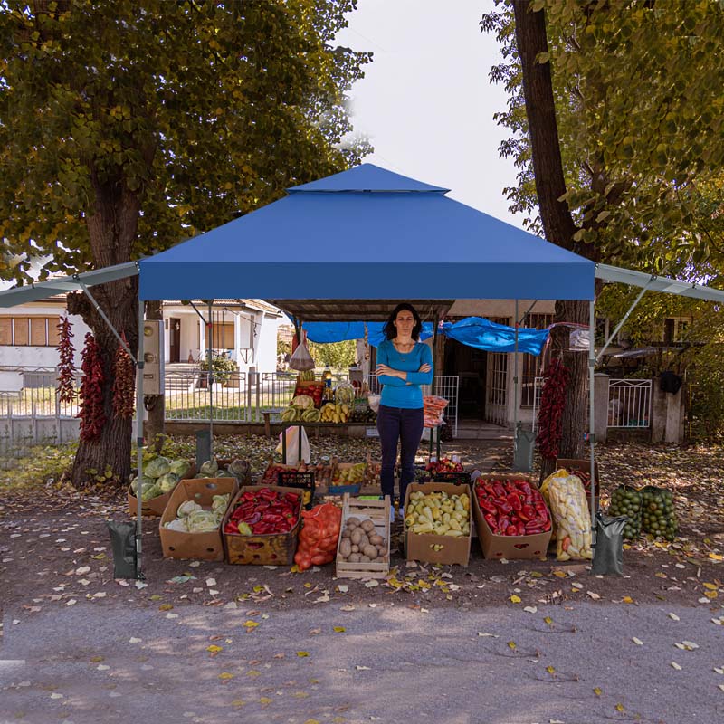 10 x 17.6 FT Outdoor Instant Pop-up Canopy Tent for Market Picnic with Dual Half Awnings & Wheeled Bag