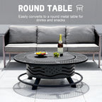 Panovue 42 Inch Fire Pit with 2 Cooking Grates, Outdoor Wood Burning BBQ Grill Firepit Bowl with Cover Lid, Steel Round Table for Backyard Bonfire Patio Picnic (Black, 42)