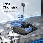 Cordless Robotic Pool Vacuum  Pool Cleaner with Track Drive & Sonar Navigation  180W Brushless Motor  Wall & Waterline Climbing  150-Min Runtime  for Inground Above-Ground 2150 Sq. Ft. (Dark Blue)