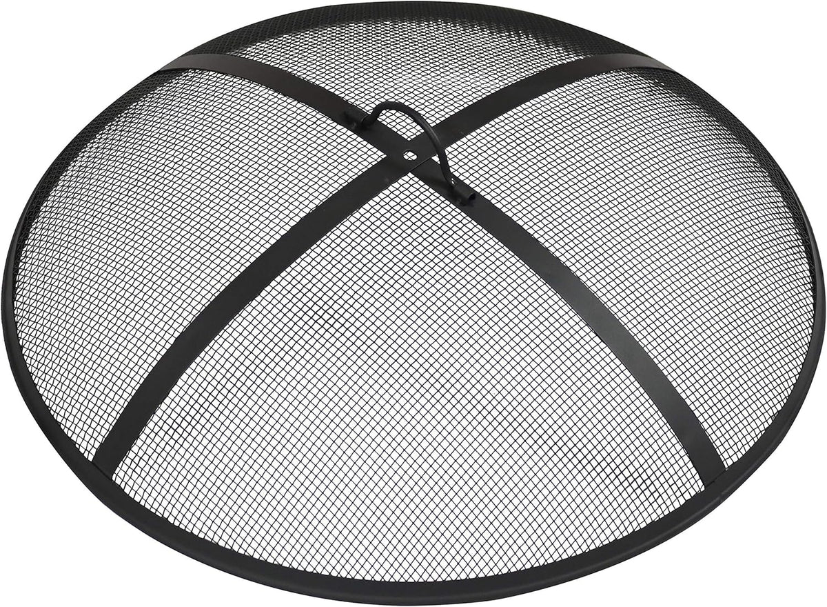 Sunnydaze Heavy-Duty Steel Mesh Fire Pit Screen - Fire Pit Spark Screen with Handle - 36-Inch Diameter