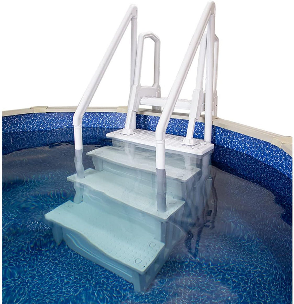 Select Anti-Slip in-Pool Steps | Gray | for Above Ground Swimming Pools | Can Mount to Decks 48" to 54" H | Safety Stairs Capacity Up to 300 lbs