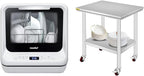 COMFEE' Portable Dishwasher Countertop with 5L Built-in Water Tank, No Hookup Needed, 6 Programs, 360° Dual Spray, 192�?High-Temp& Air-Dry Function, Mini Dishwasher for RVs, White