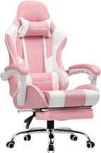 GTPLAYER Gaming Chair, Computer Chair with Footrest and Lumbar Support, Height Adjustable Game Chair with 360  -Swivel Seat and Headrest and for Office or Gaming (White)