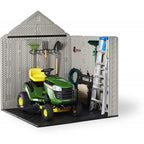 Rubbermaid 7??7 Ft Durable Weather Resistant Resin Outdoor Garden Storage Shed with Windows and Utility Hooks, Sand