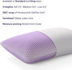 Purple Harmony Pillow – Talalay Latex Foam Cooling Pillow for Combo or Side Sleepers, 360º Hex GelFlex Grid for No-Pressure Support and Luxurious Weightless Feel - King, Medium Feel, Tall Height