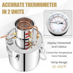 5/10 Gal 2 Pots Alcohol Still Home Brewing Kit, 40L Stainless Steel Water Alcohol Distiller, Wine Making Kit for Whiskey Brandy Beer