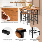 Giantex 5-Piece Dining Bar Table Set, 4 Person Kitchen Breakfast Table Set with Steel Frame , Walnut