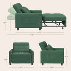 3-in-1 Adjustable Sleeper Sofa Bed, Pull Out Chair Sofa, Convertible Folding Bed for Living Room