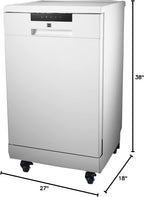 Portable Dishwasher, 18in Wide, 8 Place Settings Capacity, White