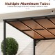 Wall-Mounted Patio Gazebo Large Outdoor Hardtop Pergola with Sloped Polycarbonate Roof