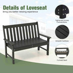 Outdoor 2-Person Bench, All-Weather HDPE Patio Loveseat Chair w/Cozy Backrest