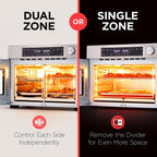 Ivation Dual Zone Air Fryer French Door Oven - 32 Quatity Convection Toaster Combo, 10-in-1 Multifunction Up to 450° - 1800W - Temperature Control, Timer - Stainless Steel - Dehydrate, Bake, Roast