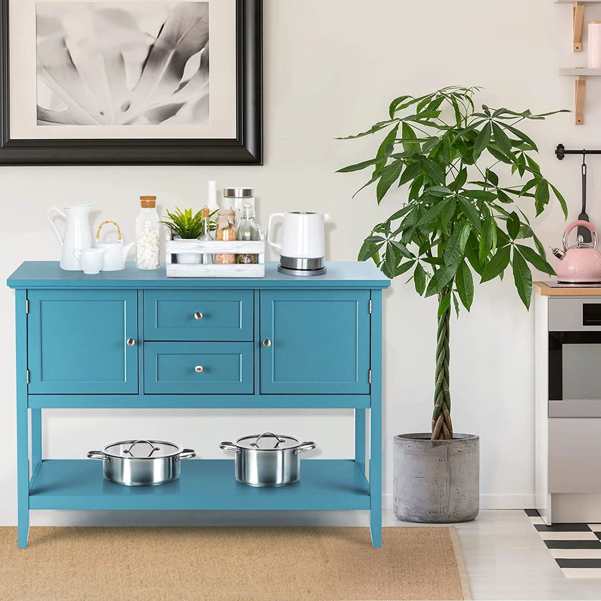 Giantex Buffet Sideboard Cabinet, 2 Drawers & 2 Doors, Side Console Table, Display Desk with Storage Shelf
