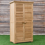 63" Wooden Outdoor Storage Shed Garden Tool Cabinet Waterproof Portable Shed with Latch Detachable Shelves