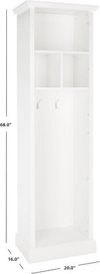 SAFAVIEH Home Collection Layli Farmhouse Antique White 4-Shelf 2-Hook Top Storage Hall Tree (Fully Assembled)