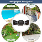 COSTWAY 8PCS Rattan Patio Furniture Set, Outdoor Wicker Rattan Chairs with Coffee Table, Rattan Cushioned Conversation Set for Backyard Balcony Porch Poolside, Grey