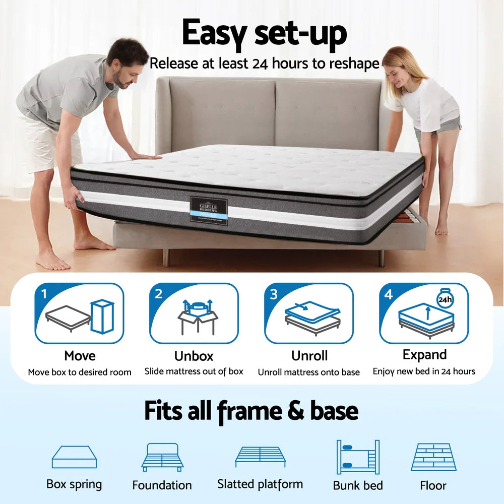Giselle Bedding 30cm Mattress Gel Foam Pocket Spring Single