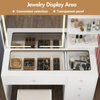 Dressing Table Stool Set Glass Tabletop