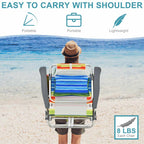 2-Pack Folding Beach Chair, Backpack Lawn Chairs, Sling Camping Chair, Patio Reclining Chairs with 5 Adjustable Position, Head Pillow