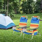 2-Pack Folding Beach Chair, Backpack Lawn Chairs, Sling Camping Chair, Patio Reclining Chairs with 5 Adjustable Position, Head Pillow