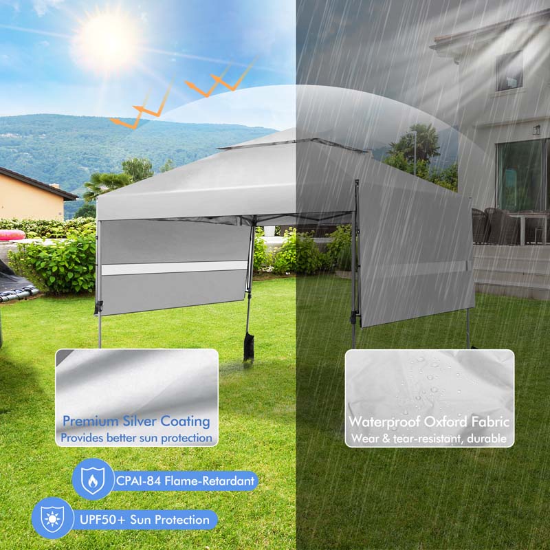 10 x 17.6 FT Outdoor Instant Pop-up Canopy Tent for Market Picnic with Dual Half Awnings & Wheeled Bag