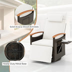 Outdoor Rattan 360�� Swivel Recliner Chair, Patio Wicker Chaise Lounge Chair with Adjustable Backrest & Footrest, Flip Side Table & Cushions