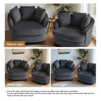 2 Set Oversized 43 W Plush Corduroy Swivel Barrel Chair with Pillows