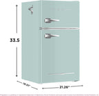 Frigidaire Retro Mini Fridge with Freezer & Side Bottle Opener-Small 2 Door Refrigerator for Office Bar or College Dorm Room-3.1 Cu Ft – 19”"D x 20.5" W x 33.5" H