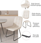 47.2'' Dining Table Set for 4,Modern Wood Dining Table,Leather Dining Chairs 4,Table and Chairs Set of 4,Ideal for Kitchen Dining Room (Walnut Color Table + 4 U-Shaped White Chairs, 47.2")
