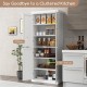 72.5 Inches Tall Buffet Cabinet with 6-Tier Shelves and 4 Doors