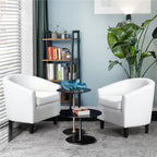 Renwick Faux Leather Barrel Accent Chair for Living Room, Set of 2, Black