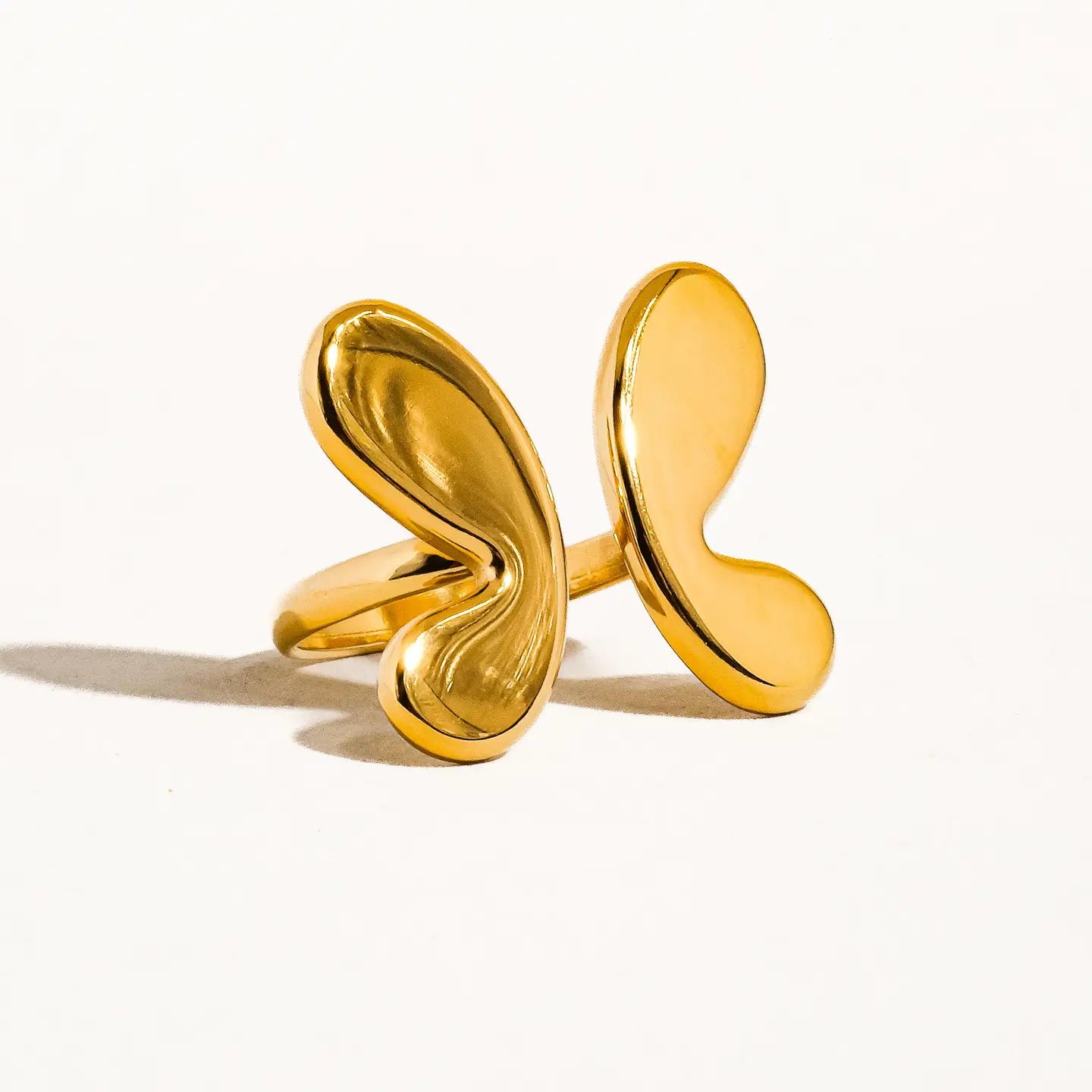 Culbreth's Jewelers 18K Gold Plated Open Butterfly Ring - Adjustable Stainless Steel Ring
