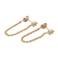 Culbreth's Jewelers Chain Loop Stud Earrings in 16K Gold Filled with Cubic Zirconia