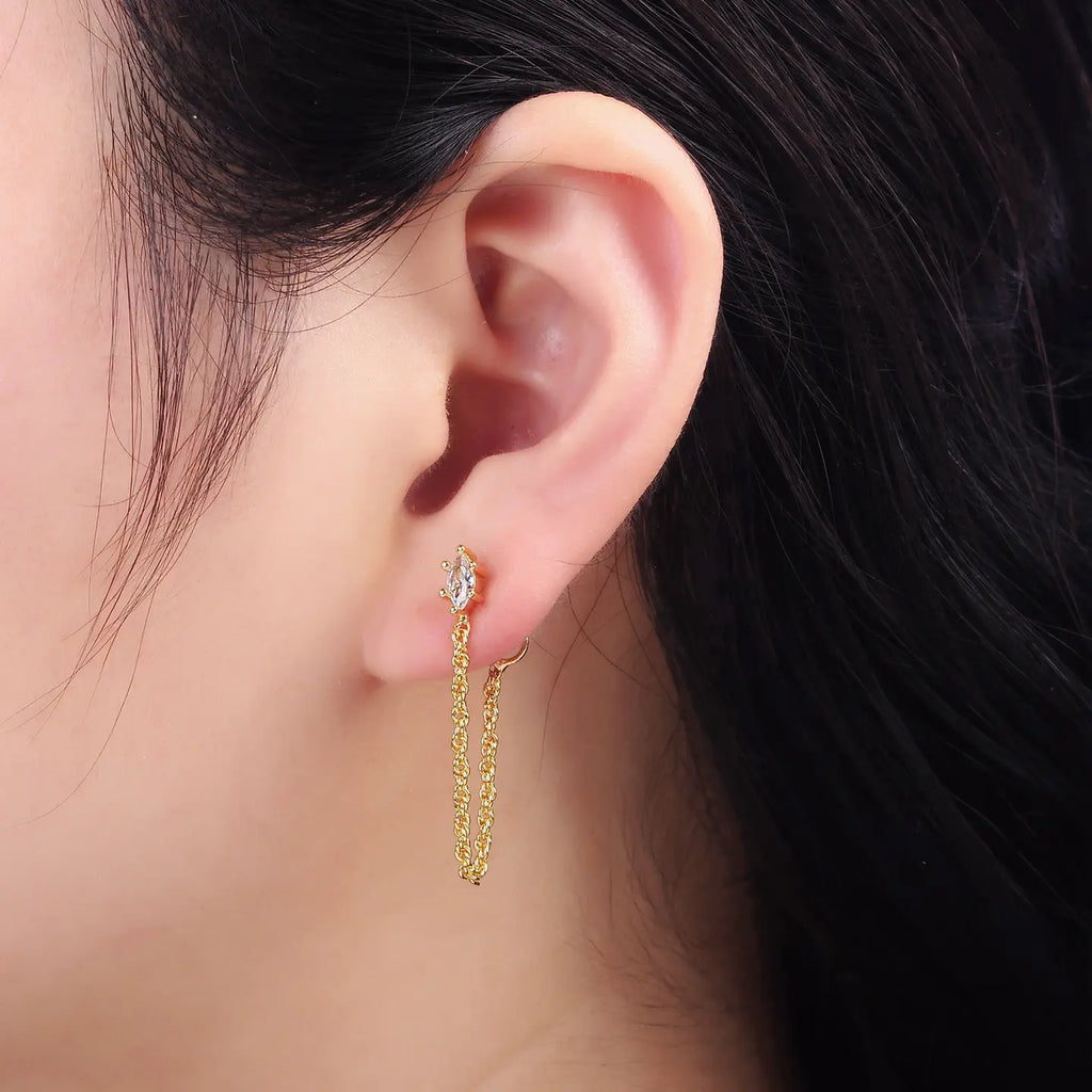 Culbreth's Jewelers Chain Loop Stud Earrings – Gold Plated Minimalist Studs