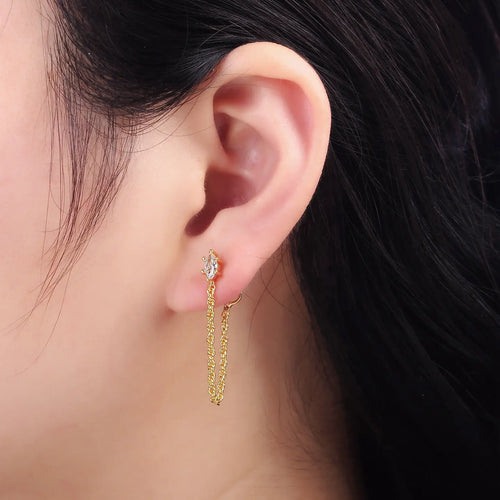 Culbreth's Jewelers Chain Loop Stud Earrings – Gold Plated Minimalist Studs
