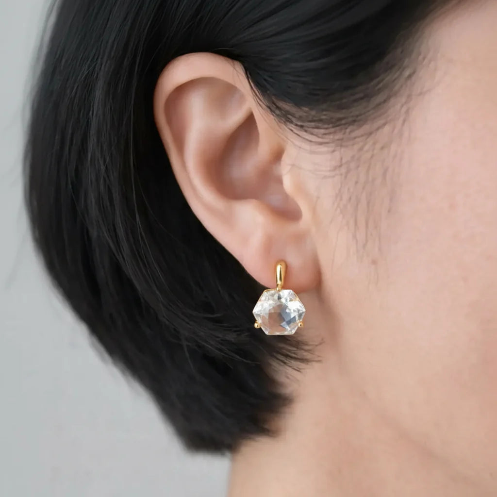 Culbreth's Jewelers Crystal Prism Stud Earrings – 18K Gold Plated Cubic Zirconia